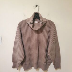 Brunello Cuchinelli Ribbed Cashmere Cowl Neck Sweater